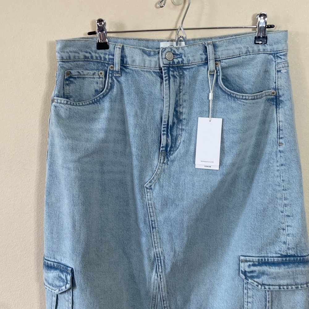 New Rails Highland Cargo Denim Skirt 12  Midi Light Wash Riviera 31" Jean Y2k - Picture 4 of 11